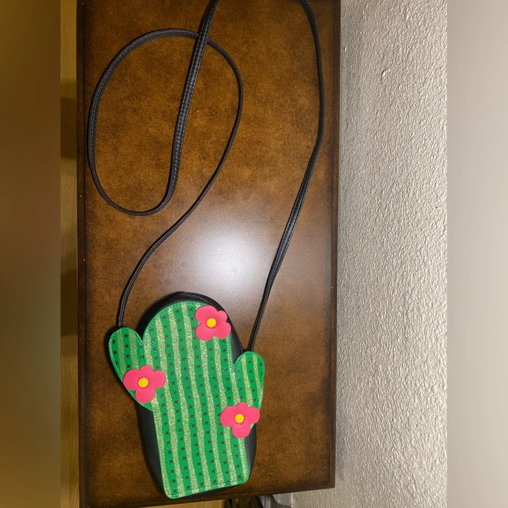 Green Cactus Kids Bag with Pink Flowers